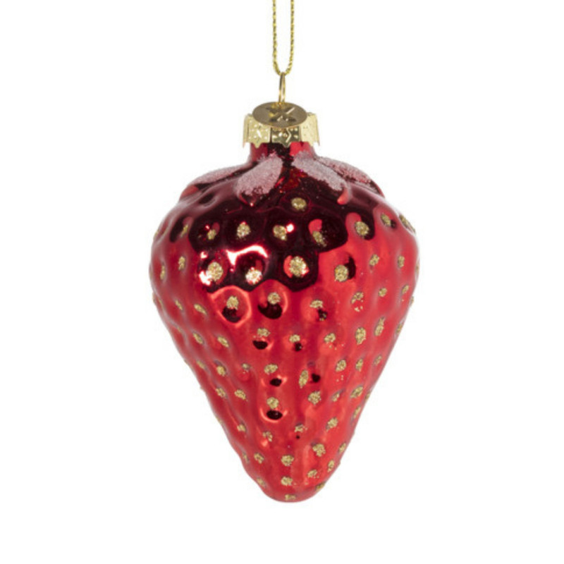 Kersthanger aardbei - glas - ø6x8 cm